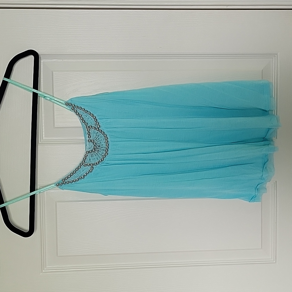 Baby blue beaded tank